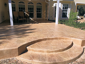 Concrete finishing on this patio was done with a stamped overlay