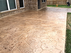 Stamped concrete overaly on a patio